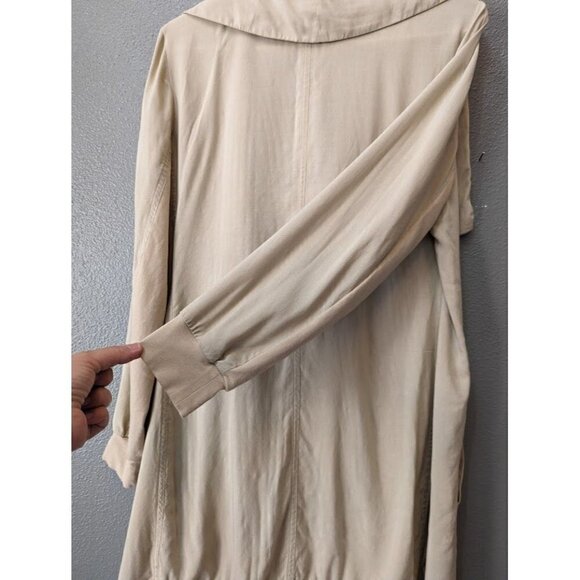 Soft Surroundings Beige Tan Shacket Long Cardigan Zip Closure Women's Medium - Picture 5 of 7